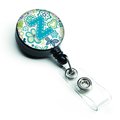 Carolines Treasures Letter Z Flowers and Butterflies Teal Blue Retractable Badge Reel CJ2006-ZBR